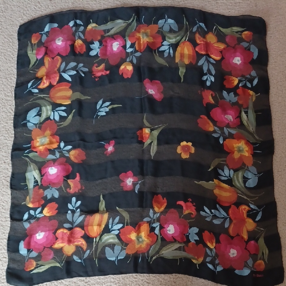 Bill Blass Silk Floral Square Scarf